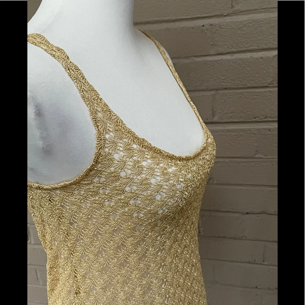 Anthropologie Papier-mâché gold spun tank top S